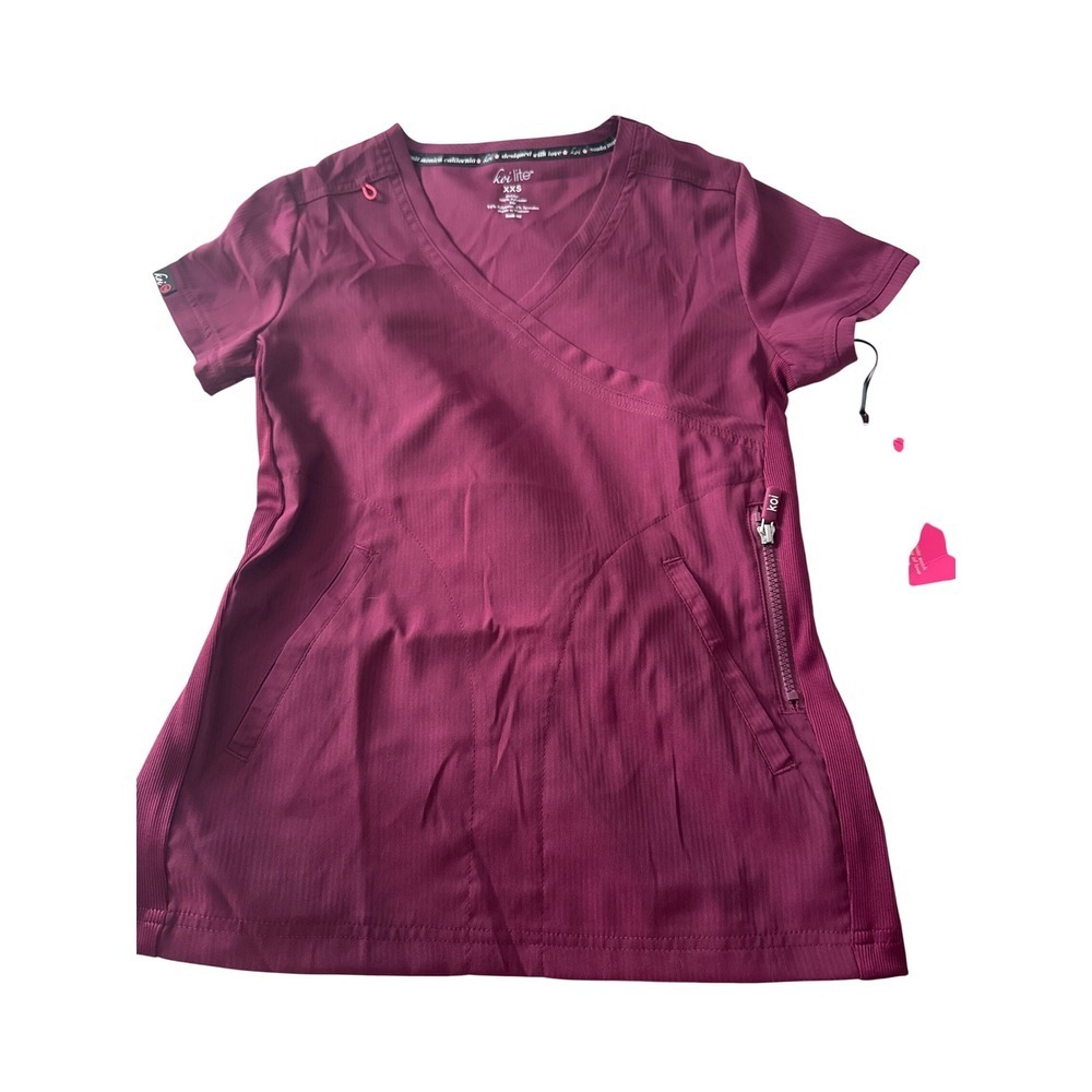 Koi lite New free ship cranberry scrub top size xxs moisture wicking